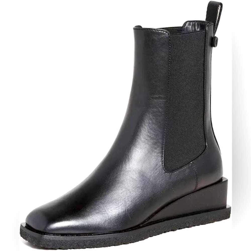 Salvatore Ferragamo Wyatt Nero Black Leather Chelsea Wedge Boots
